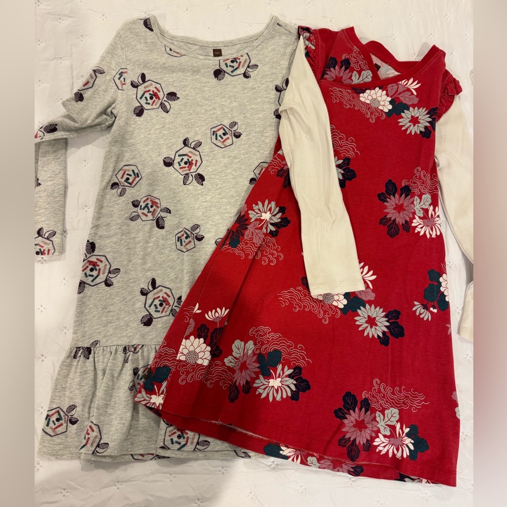 Tea Collection Girls' Patterned Long-sleeve Play Dresses - Size 6
